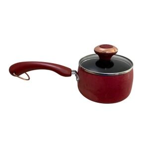 Paula Deen Collection 1 Qt Speckled Red Porcelain Nonstick Saucepan with Lid